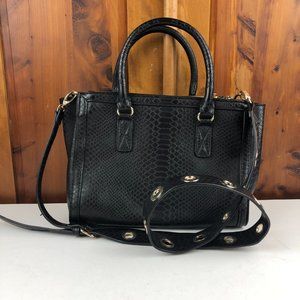 JUST FAB Black Faux Croc Crossbody Bag with Handles Office Business Casual